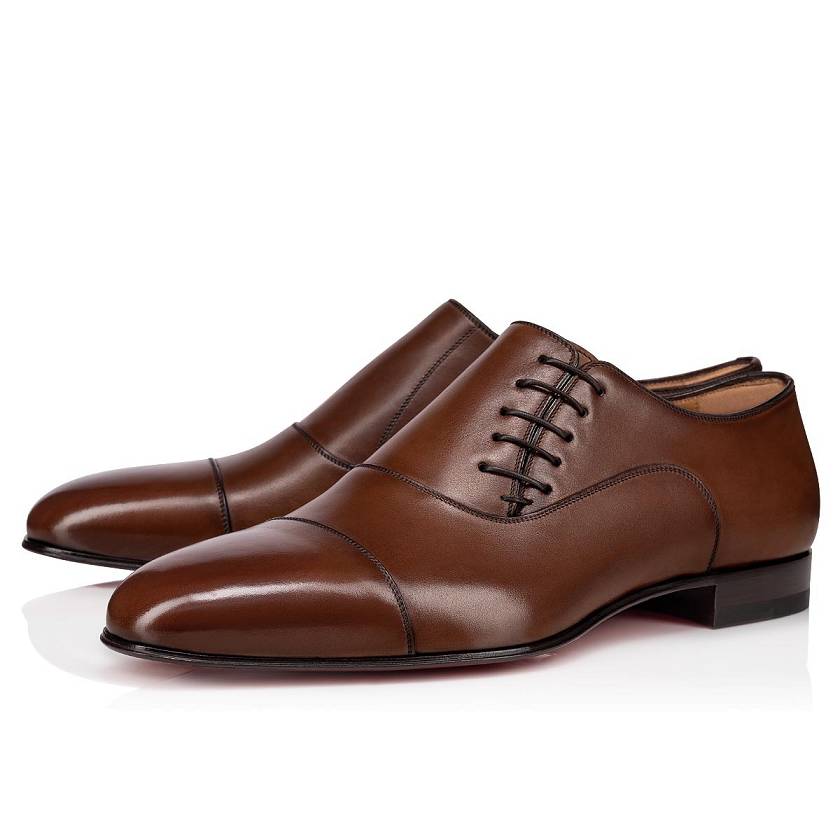 Men's Christian Louboutin Dr Jack Calf Oxford Slip On Shoes - Brown [6193-820]